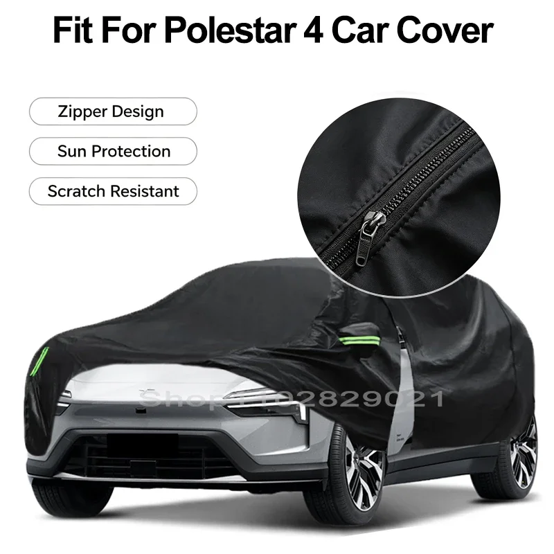 Zipper Door Waterproof Car Cover For Polestar 4 Windproof Dustproof UV Protection Auto Protector