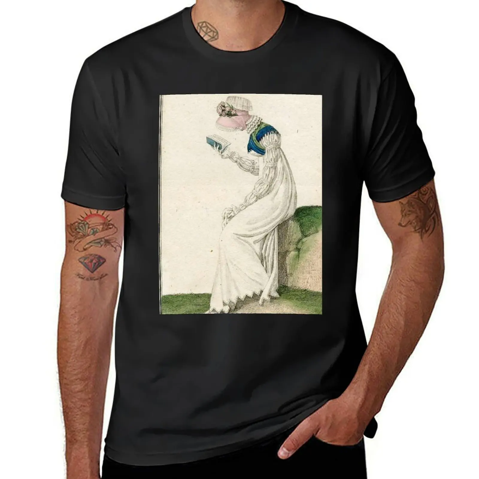 

Vintage Regency Reading Illustration T-Shirt new edition custom shirt plus size tops shirts men