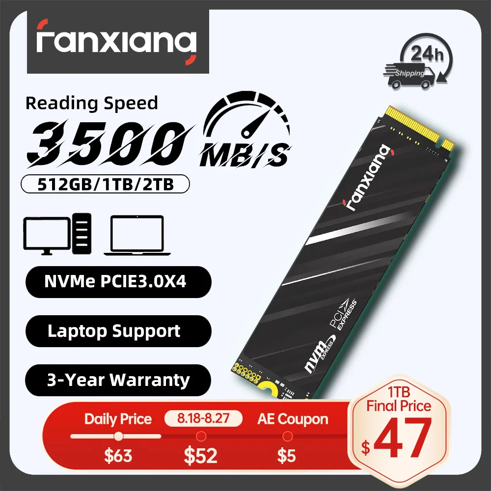 

Fanxiang S501Q 3500 МБ/с M.2 SSD Жесткий диск 512 ГБ 1 ТБ 2 ТБ PCIe 3.0 NVMe M2 SSD Внутренний твердотельный накопитель для ноутбука Настольный ПК