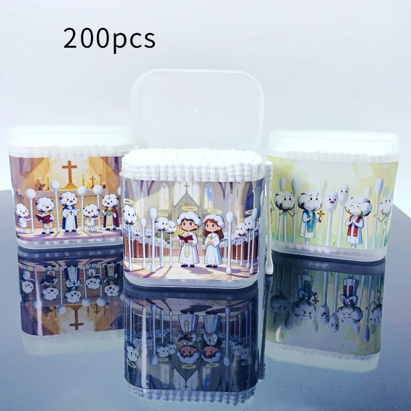 200개 예수 요소 이중 헤드 스크류 스푼 성인용 면봉 신앙 모양 면봉 스틱