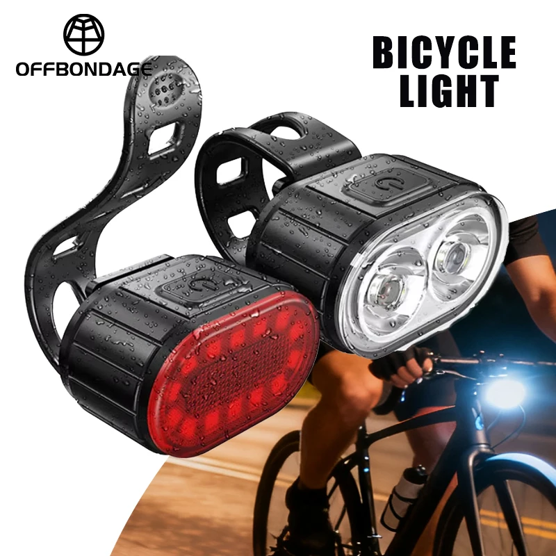 ضوء أمامي/خلفي للدراجة، فائق السطوع مقاوم للماء، USB قابل لإعادة الشحن، مصباح رأس الدراجة الجبلية، مصباح يدوي صغير، ملحقات ركوب الدراجات الليلية #1