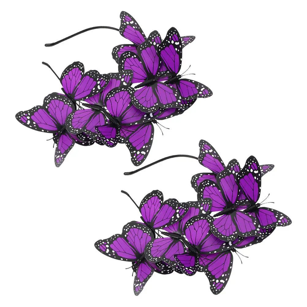 

2Pcs Butterfly Headband Stylish Soft Plastic Headwear Party Hair Accessory for Women Festival Tea Party Headpiece