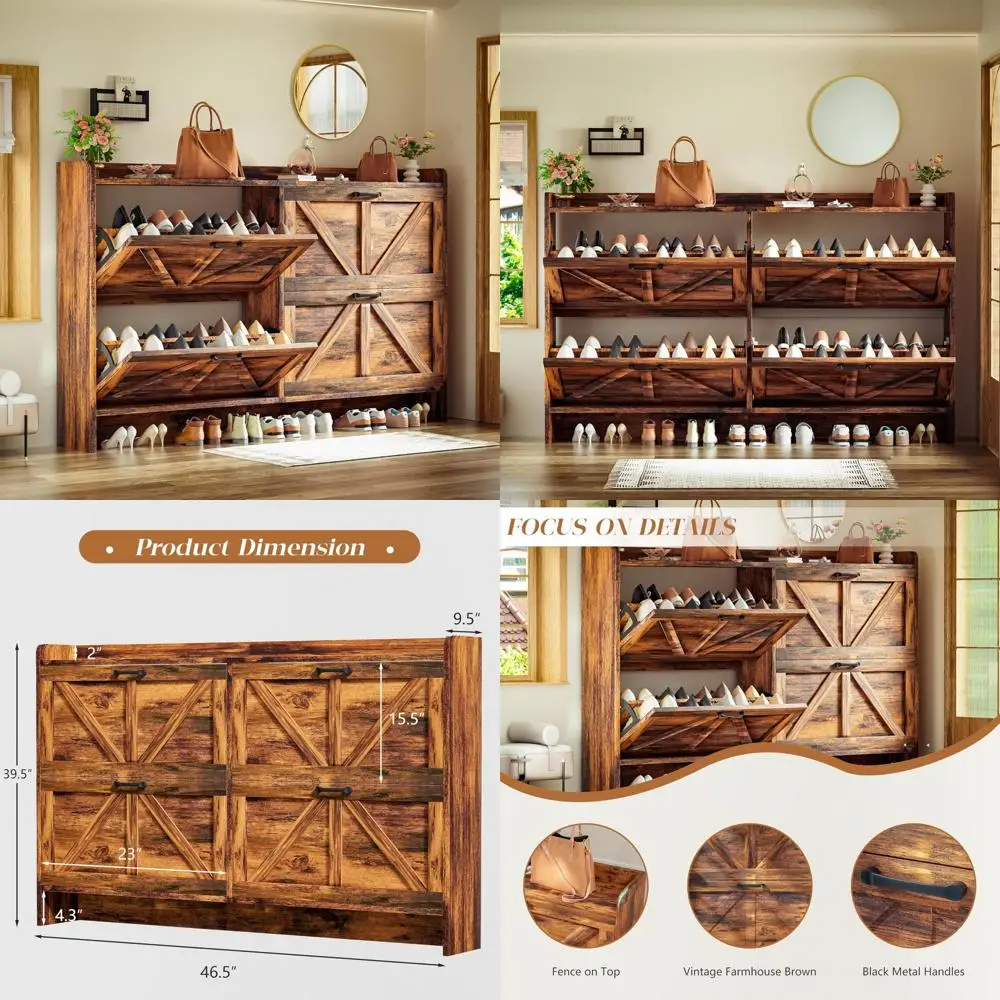 خزانة تخزين أحذية معدنية قائمة بذاتها بأربعة أدراج، رف أحذية نحيف على طراز المزرعة