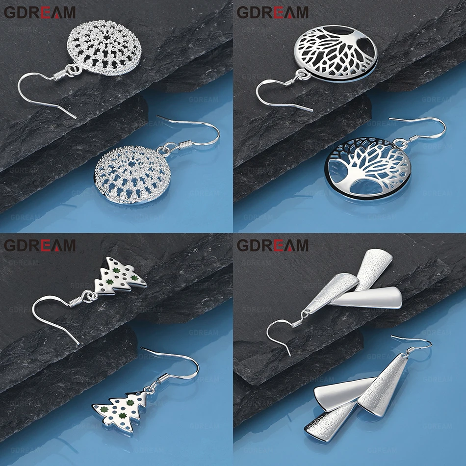 

GDREAM 925 Sterling Silver Hollow Relief Tree Of Life Earrings Simple Temperament Women'S Birthday Gift Jewelry