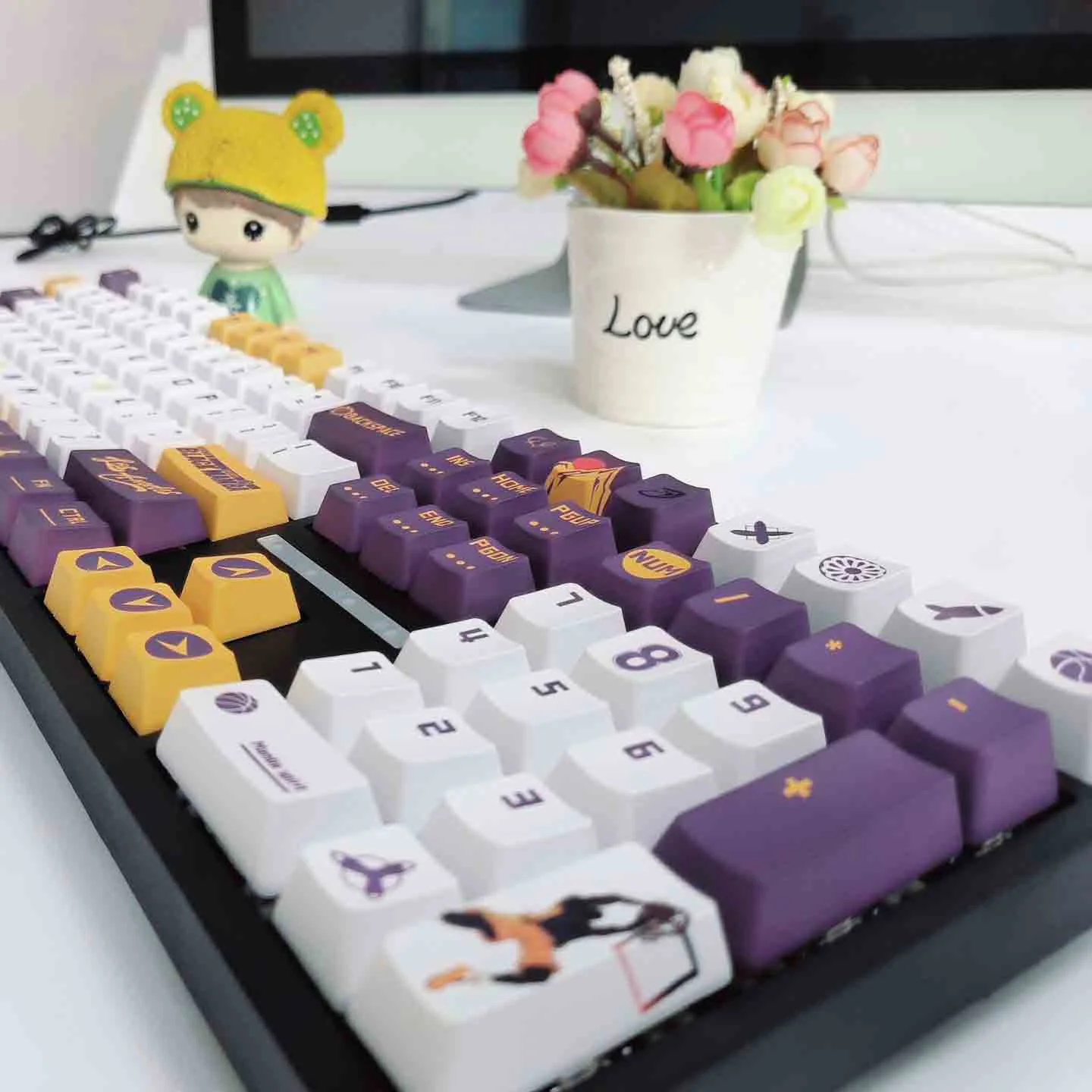 129 Keys Basketball Purple Gold keycap Arabic Korean Russian OEM Profile Dye-Sub PBT Keycaps For MX Switch Mechanical Keyboard