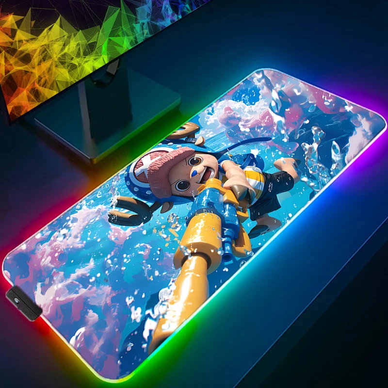 

RGB LED Mouse Pad Laptop One Piece Tony Tony Chopper Keyboard Pad Non-Slip Tablet Pad PC Accessories HD Mousepad Gaming Desk Mat