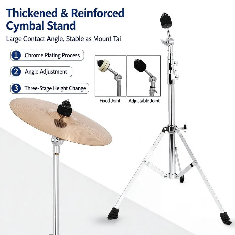 Drum Cymbal Rack Stand Silver Single Arm Holder Adjustable Boom Bracket for Crash Ride Hi-Hat Percussion Accessory