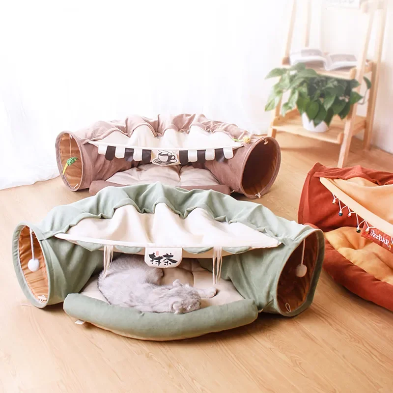 Pet Cats Tunnel Toy Interactive Play Toy Mobile Collapsible Rabbit Bed Tunnels Tube Indoor Toys Kitten Exercising Product