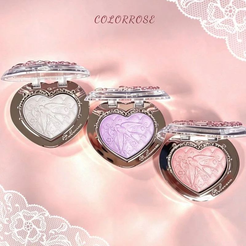 Colorrose Pearl Highlighter & Blush Palette Diamond Sparkle Fine Shimmer Blusher,Face Brightener,Dewy Glass-Skin Glow for Cheeks