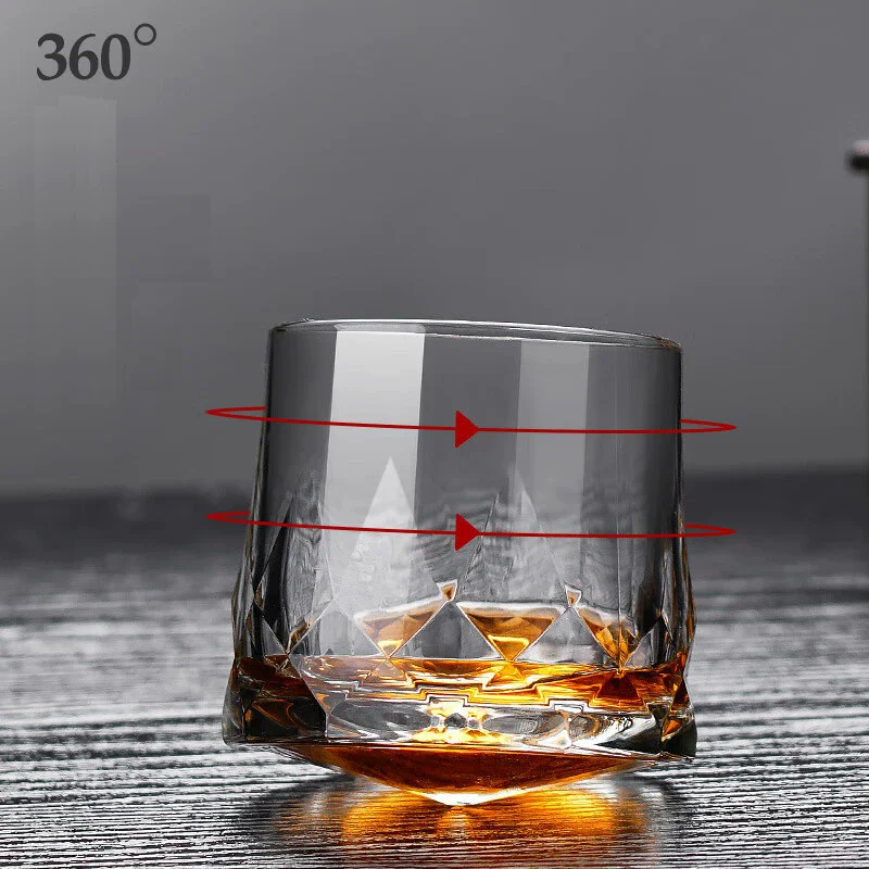1/4PCS Creative Thick Crystal Whiskey Tumbler, Spinning Tops, Hammer Glasses, Wine Brandy Cup, Novelty Design