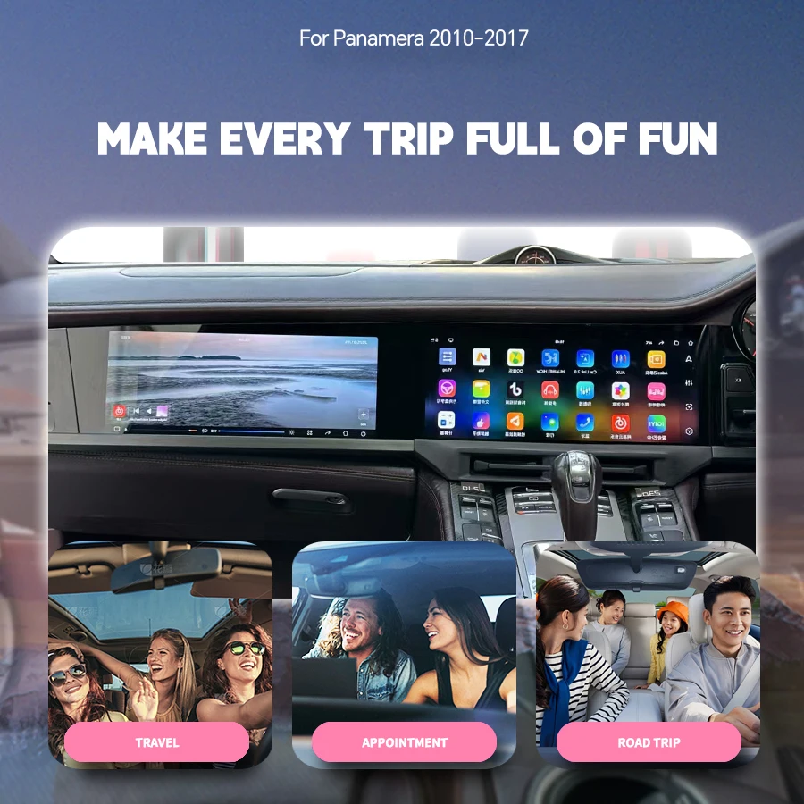 Reproductor de vídeo Multimedia de Radio para coche para Porsche Panamera 2010-2016 GPS Navi Android Carplay 12 + 256GB 12,3 + 12,3 pulgadas pantalla Dual