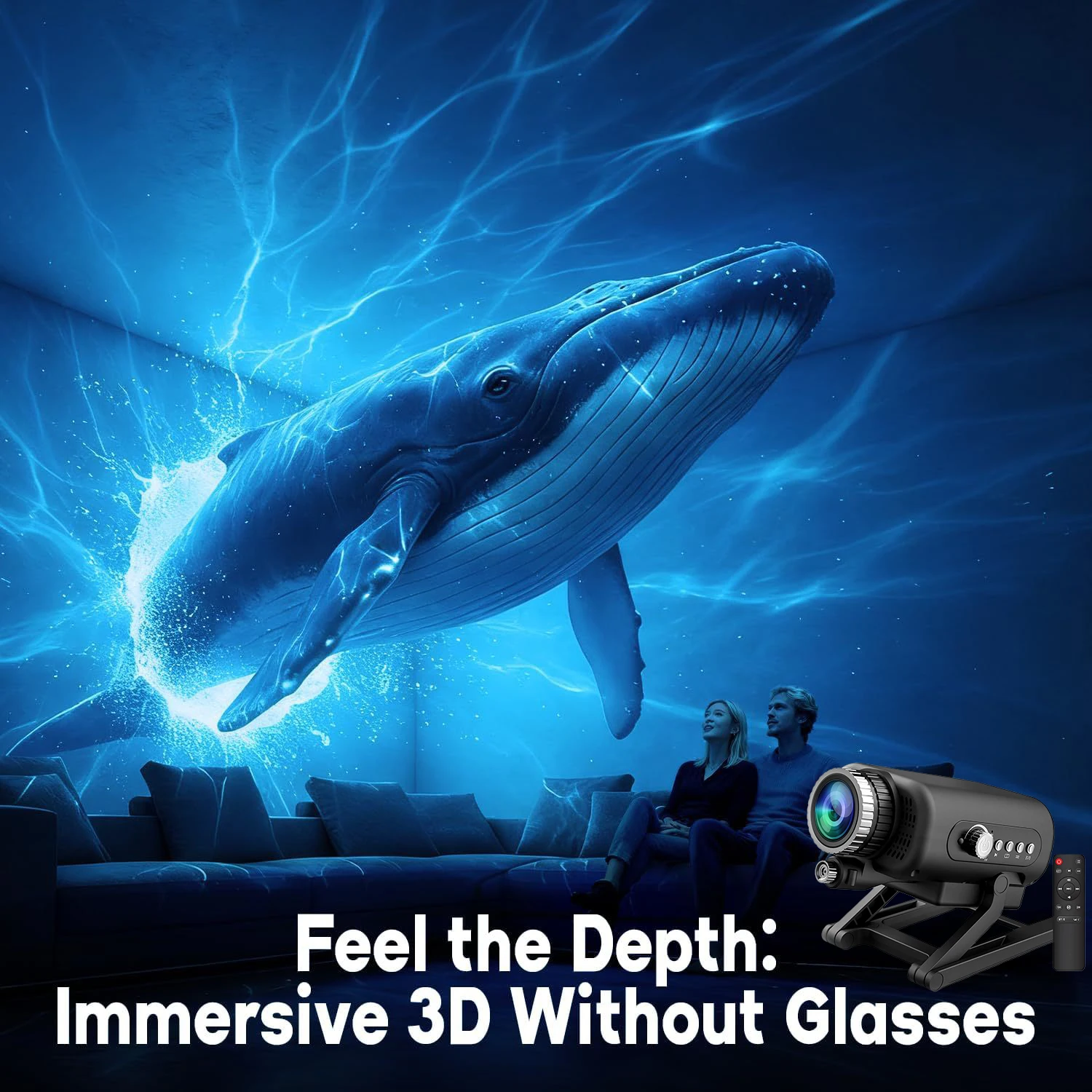 3D Galaxy  Projector Light 60 Dynamic Scenes, 3D HD Floating, Home Cinema Effect, Kids Bedroom Decorative Ambient Light