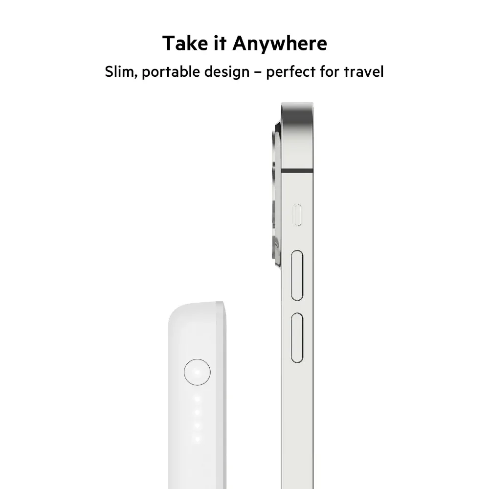 Wireless Power Bank, Portable Magnetic Power Bank - Compatible with IPhone, AirPods and More - White image 6