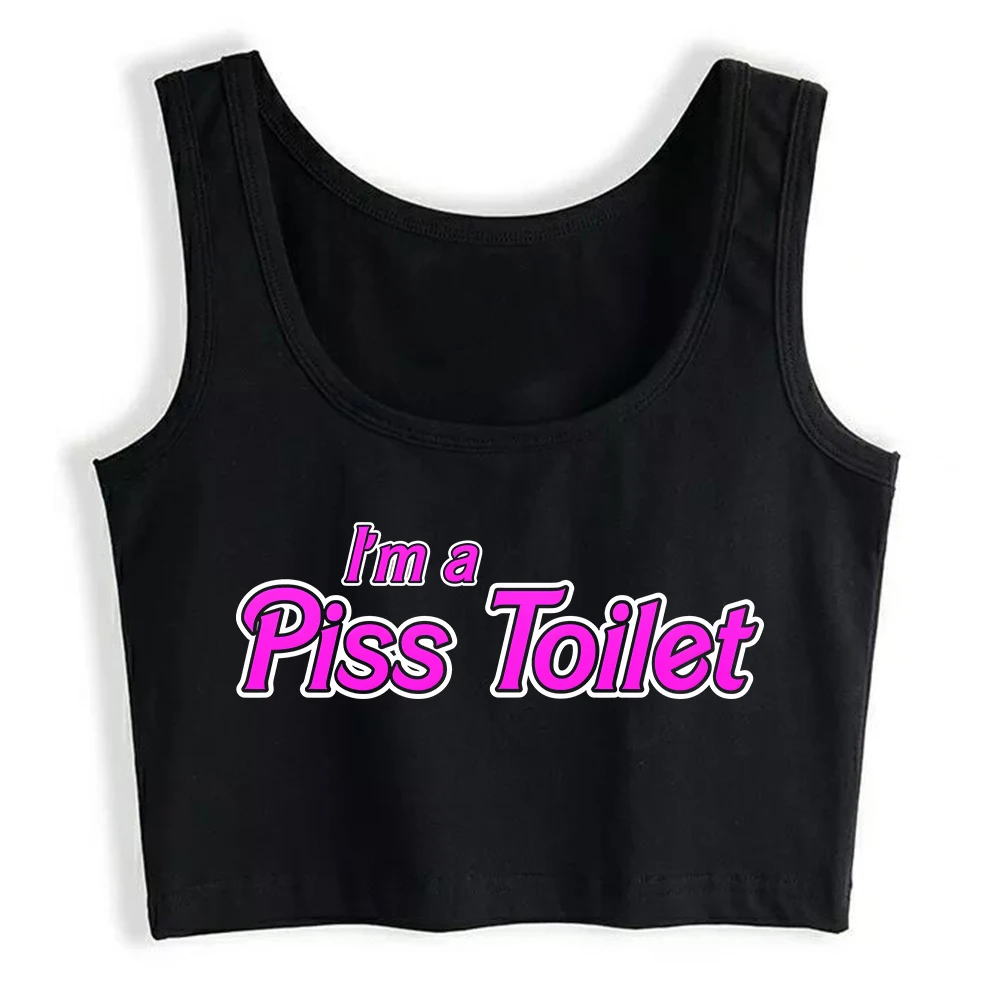 I'm A Piss Toilet Pink Design Cotton Sexy Crop Top Hottie Humor Fun Flirting Style Tank Tops Swinger Naughty Seductive Camisole