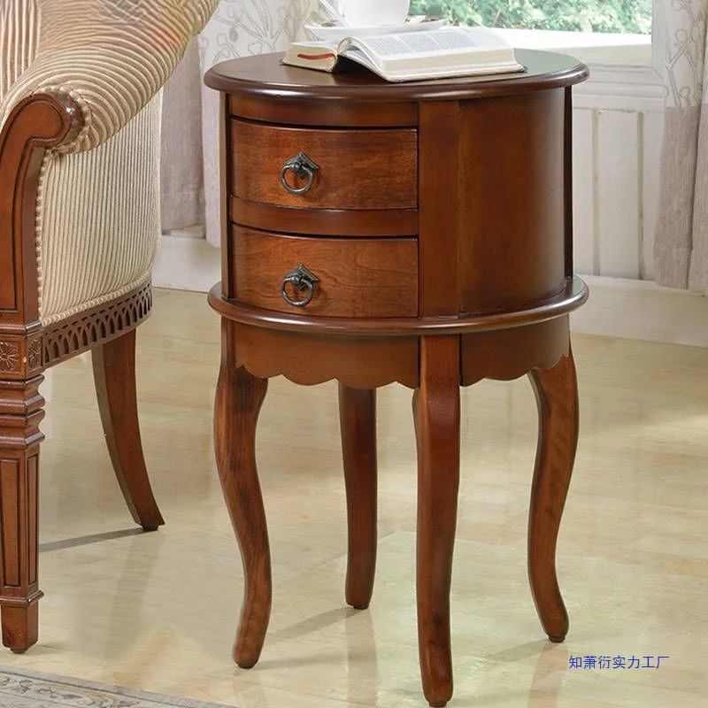 Retro Solid Wood Nesting Coffee Table Set, 2-Piece Side Table & Patio Plant Stand, Moisture-Resistant for Living Room Decor
