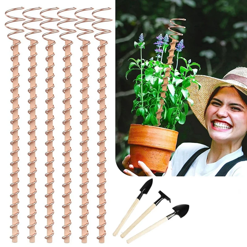 6pcs Electroculture Plant Stakes Gardening Copper Coil Antennas For Growing Garden Plants Vegetables Optional 3 Piece Set Tools