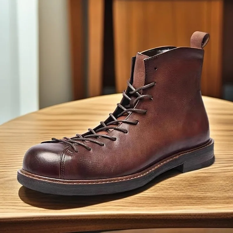 

Модная обувь ручной работы из натуральной кожи в британском стиле, мужские ботильоны, молодежные дышащие повседневные рабочие высокие ботинки челси, мужские