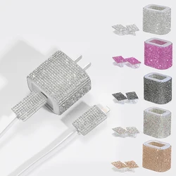 Charger Protector Sleeve For IPhone 15 14 13 Pro Max 18W 20W Charging Head Protection Glitter Crystal Sticker Protective Cover