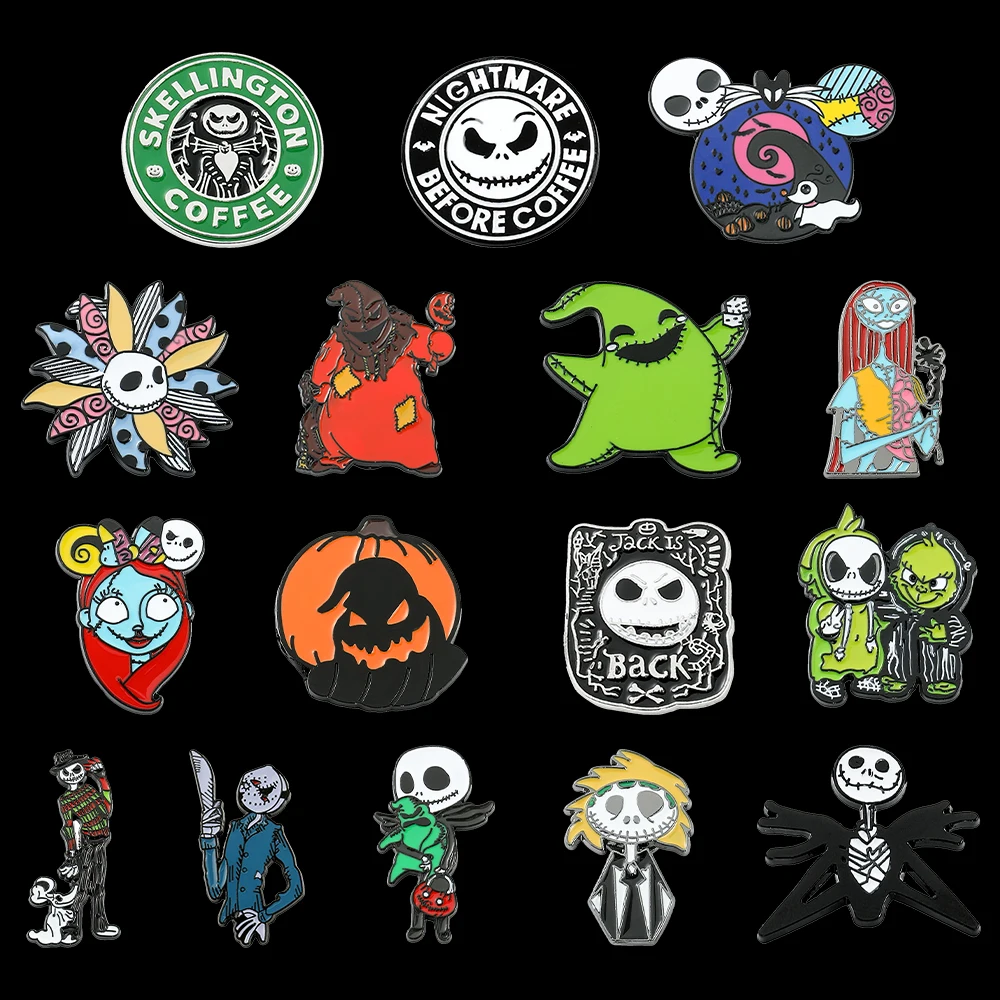 Movie The Nightmare Before Christmas Badge Brooch Jack Skellington Lapel Pins Disnes Enamel Pin Unisex Jewelry Accessories