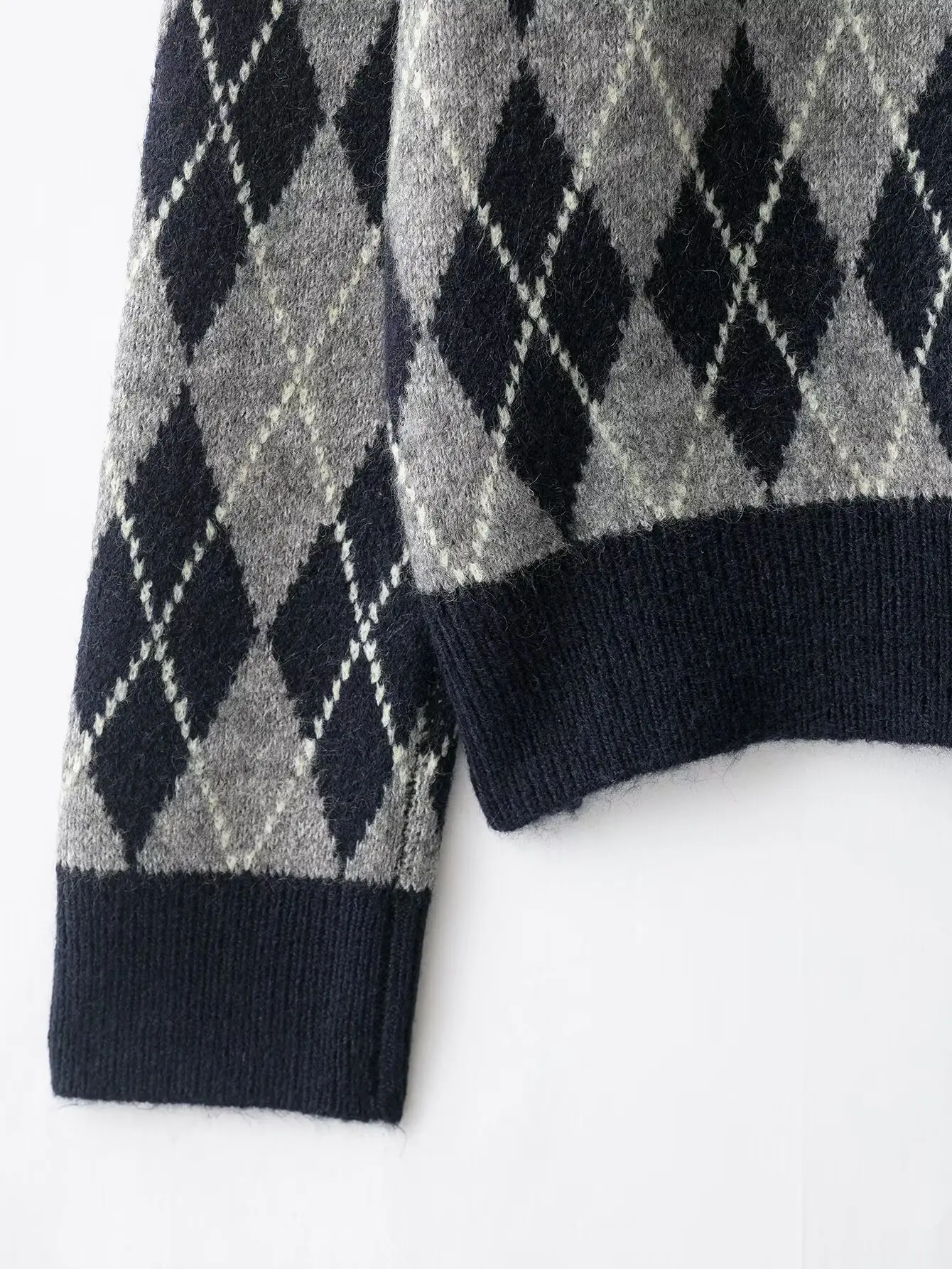 

HH женский зимний модный свободный универсальный короткий свитер с v-образным вырезом Argyle женский уличный повседневный теплый пуловер с длинными рукавами