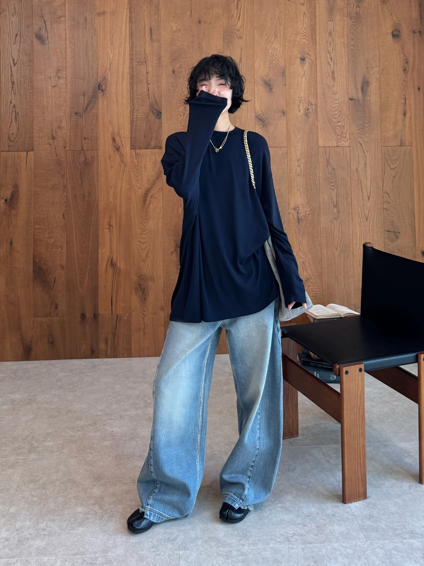 

Свободная удлиненная женская футболка-база в корейском стиле, повседневная, из смесовой ткани (шерсть, лиоцелл), с круглым вырезом, стандартной длины