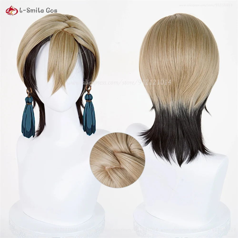 

Zanka Nijiku Косплей Парик 42 см Льняные Коричневые Черные Смешанные Парики Для Мужчин Косплей Аниме Парик Термостойкие Синтетические Волосы Хэллоуин