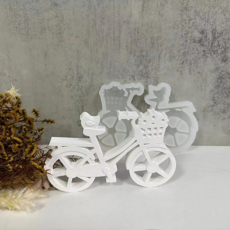 Bicycle Candle Silicone Mold Garden Plaster Decoration Desktop Model