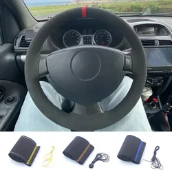 Suede Car Steering Wheel Cover Universal 38CM car steering wheel cover Leather nterior Parts braiding cover For steering wheel