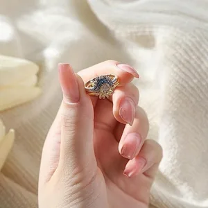 Mondring und funkelnde Sonne für Paare, stapelbarer Fingerschmuck, blauer Himmel, Verlobung, Frauen, Sommer, neu, 2 PCs, Set, 2023 8 Hauptverkaufsring für Paar - №4