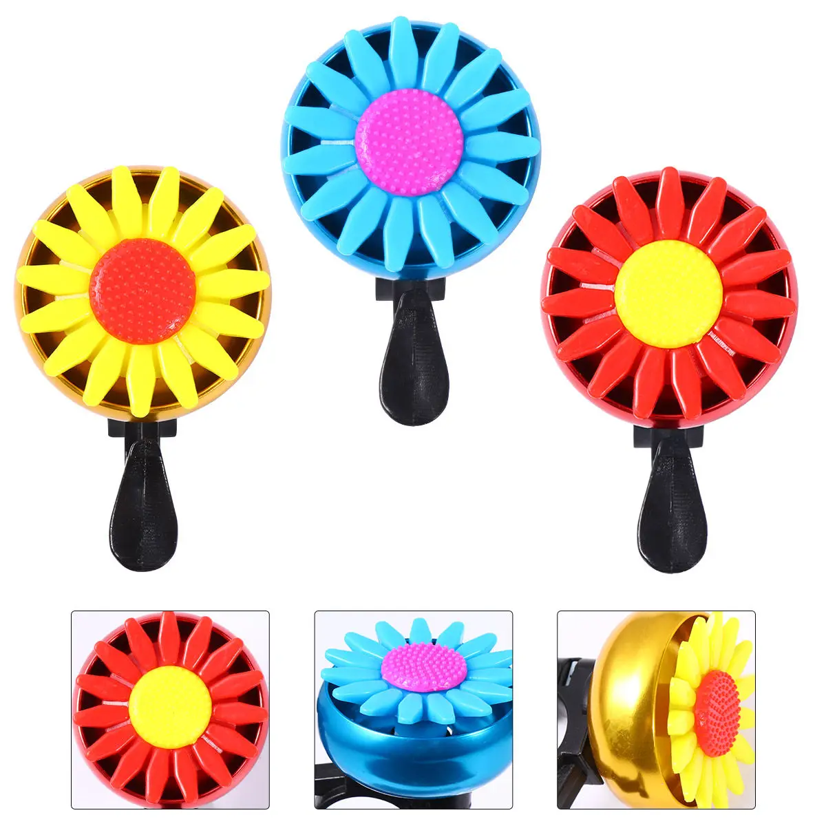

3Pcs Bike Bell Sunflower Clear Sound Cycling Safety Ring Alarm for Road and Mountain Bikes Bike Bell