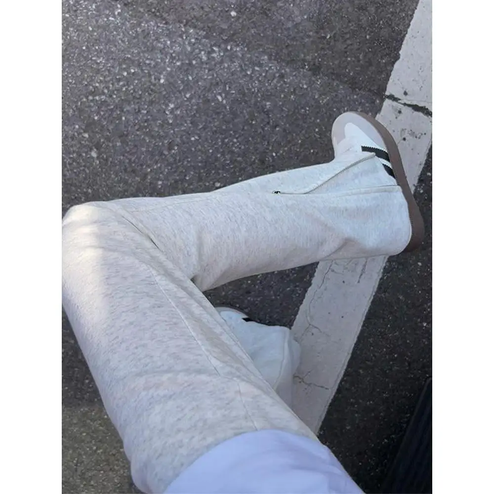 

Мужские утепленные брюки с флисовой подкладкой, американского стиля, с боковой молнией, расклешенные, повседневные, прямого кроя, для осени