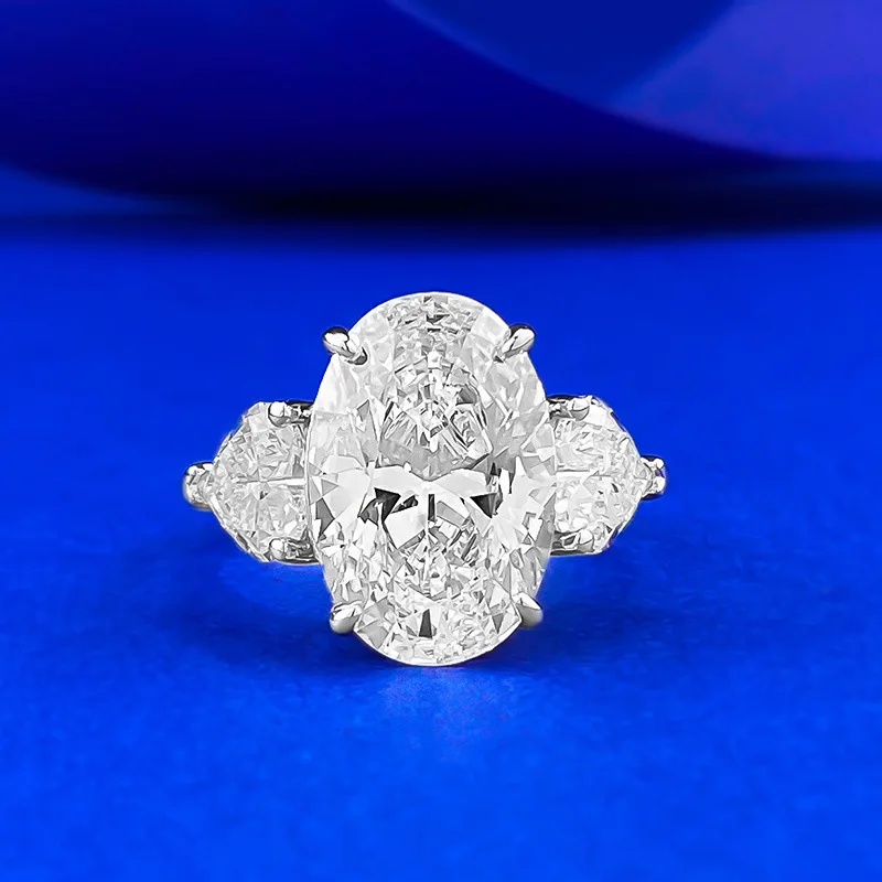 Elegant Oval Cut 7ct Lab Moissanite Diamond Ring Real 925 Sterling Silver Party Wedding Band Rings for Women Engagement Jewelry