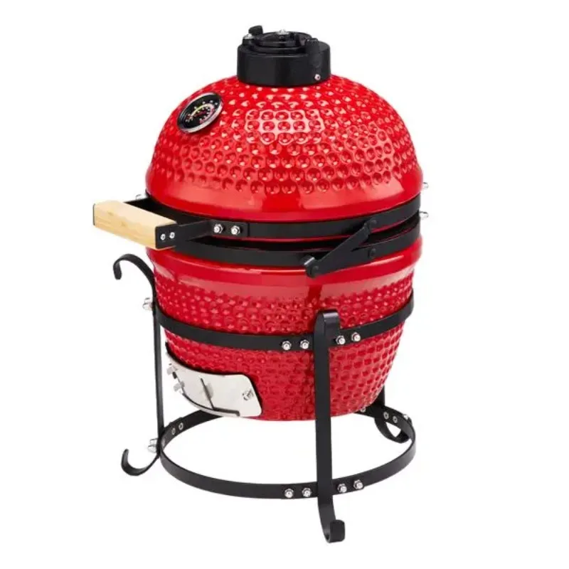 

13-Inch Portable Ceramic Charcoal Grill With Stainless Steel Cooking Grate And Heat Deflectors Ash Tool For Outdoors Camping