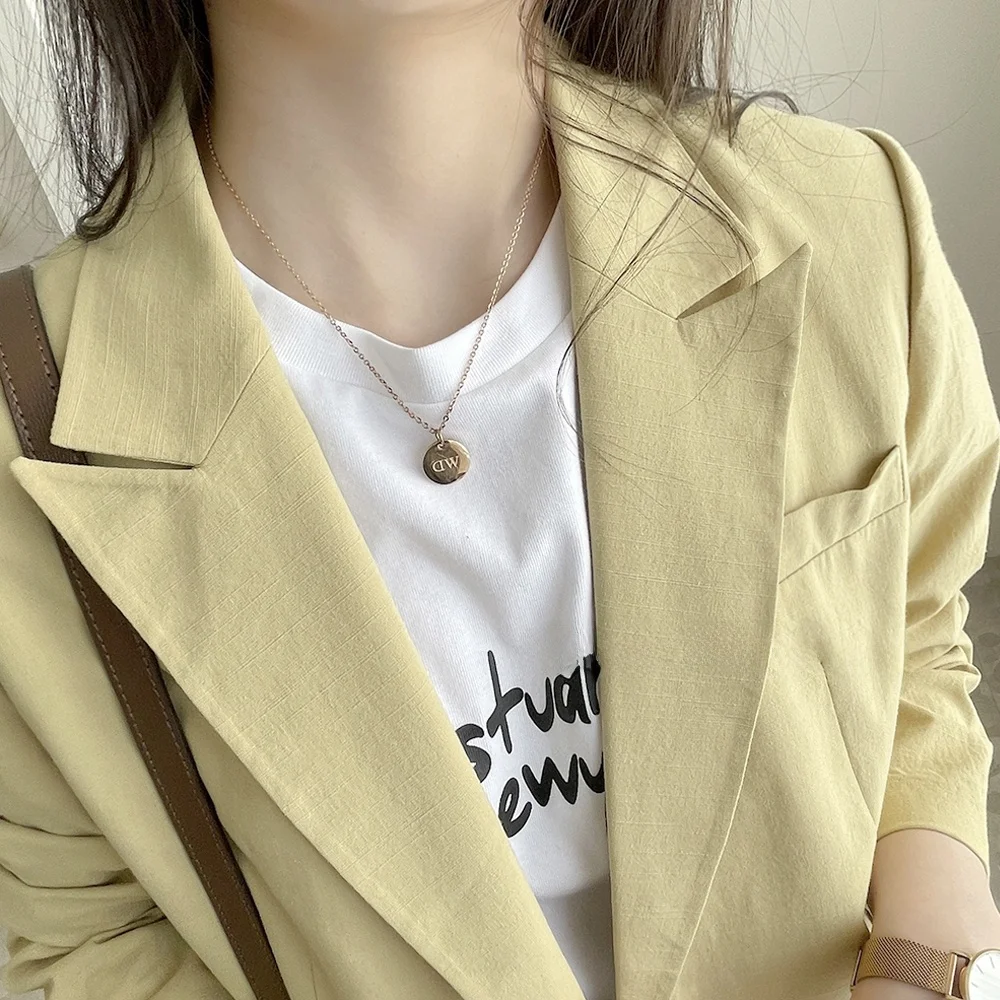 

Slimming Commute Ready ort Suit Jaet with Slits Versatile Long Sve irt Sle Single Button Closure Pure Color