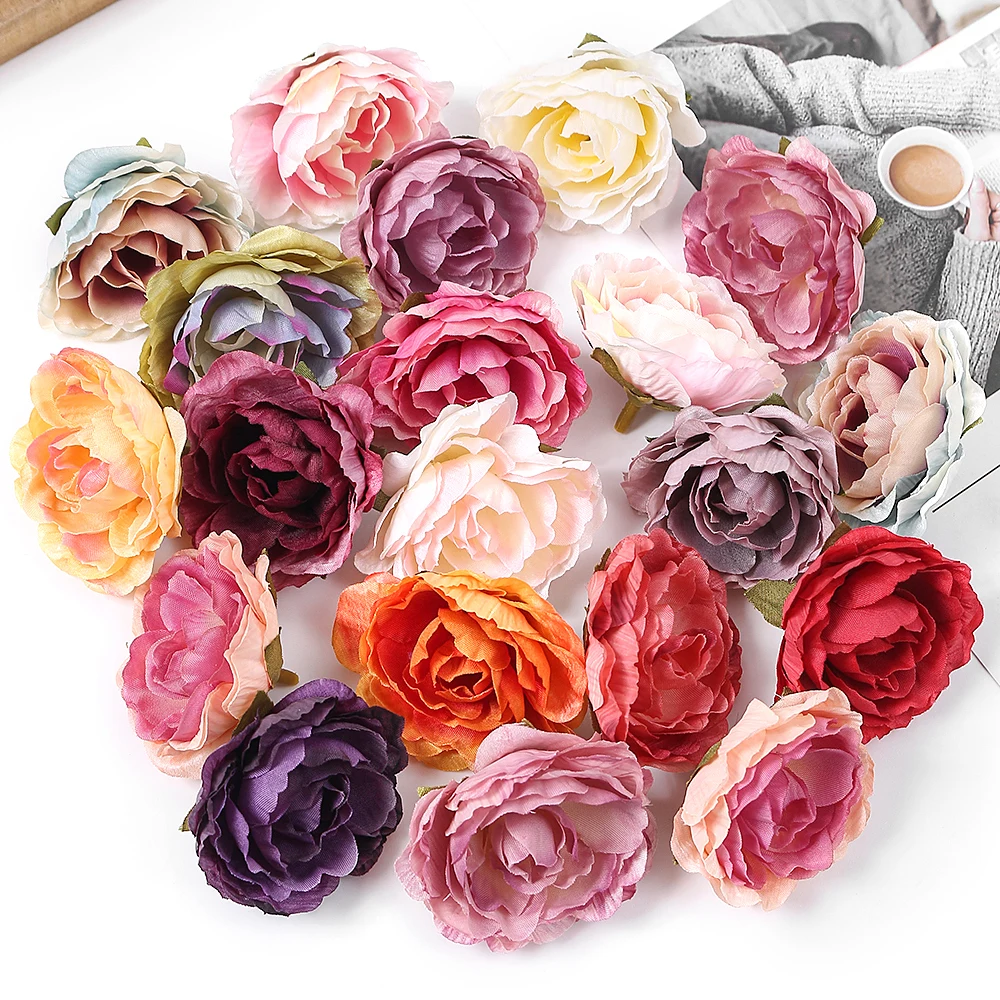 5/10PCs Rose Künstliche Blumen 5CM Gefälschte Blumen für Home Room Decor Garten Hochzeit Ehe Dekoration DIY geschenke Zubehör