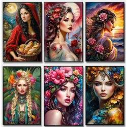 Diy Full Mosaic Art Woman Flower Diamond Painting New Collection 2024 Girl Rhinestone Embroidery cross stitch Picture Wall Decor