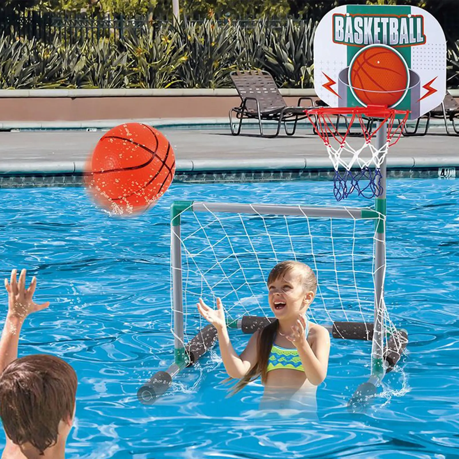 

Pool Basketball Hoop Floating Pool Soccer Goal Outdoor Water Sports Toys for Lawn Park Adults Event Planners Backyard Garden
