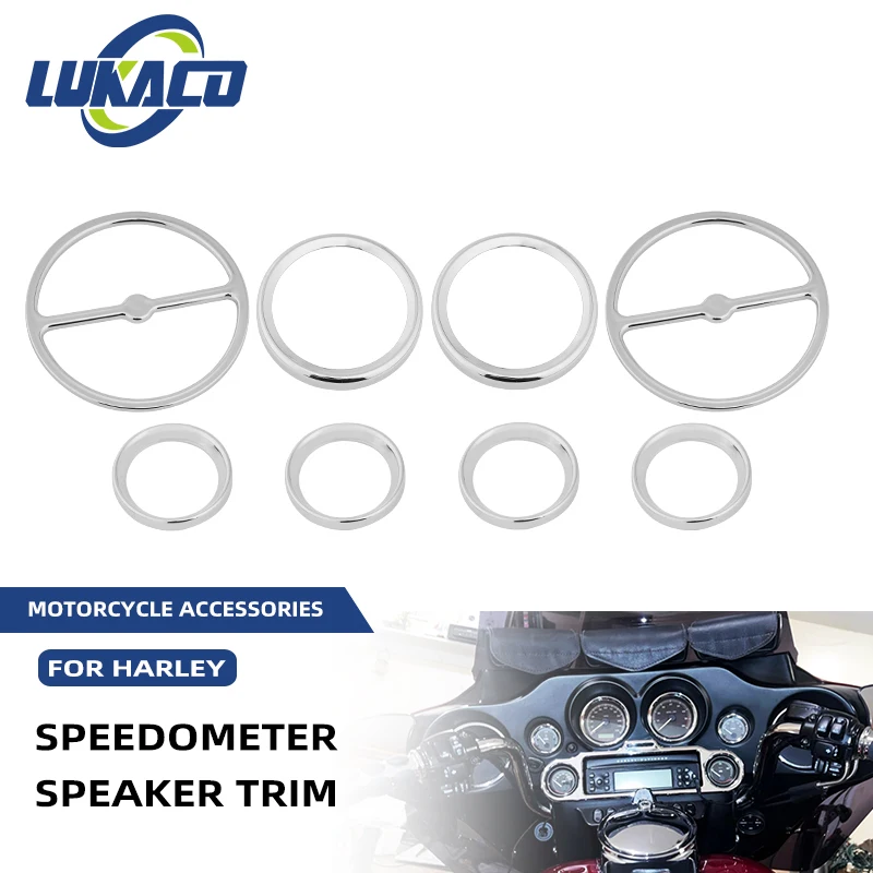 Motorcycle Speedometer Bezels Speaker Stereo Accent Trim Ring For Harley Touring Electra Road Street Glide Road King 1996-2013