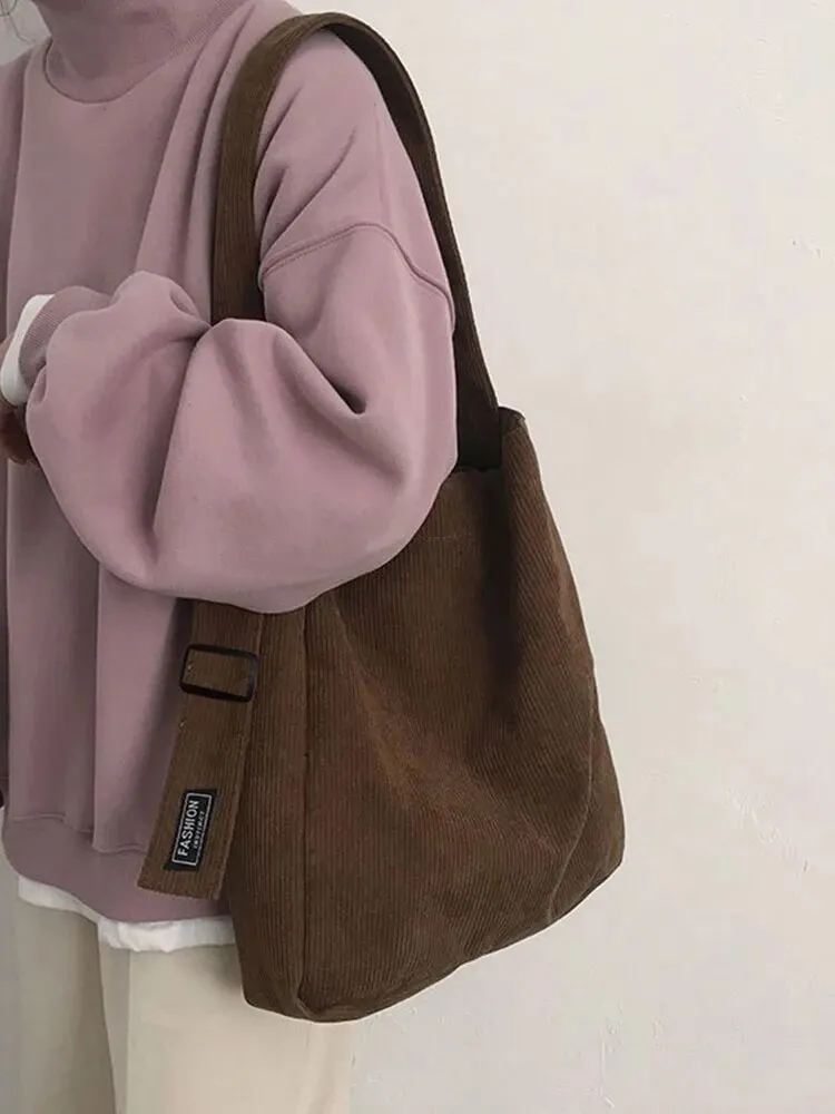 2023 Fall And Winter New Retro Corduroy Shoulder Large-capacity Students Class Hundred Crossbody Bag For Women