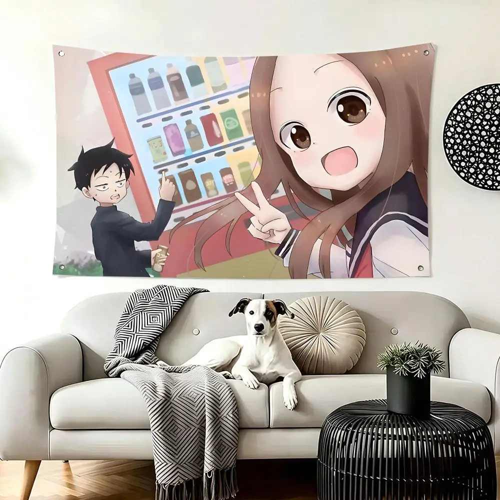 Slice Of Life Anime K-Karakai Jouzu no Takagi San Flags  For Living Room Home Dorm Decor Wall Outdoor Camping Party Banner Gifts