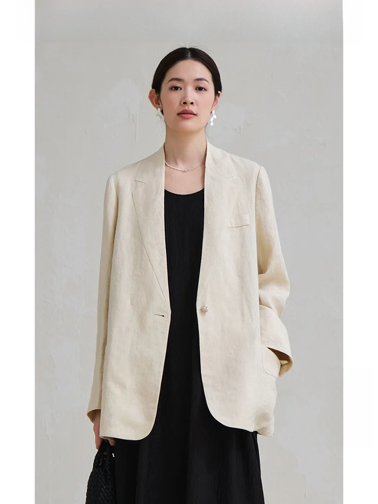 

Новый китайский льняной костюм-двойка: повседневная свободная верхняя одежда для женщин, весенняя коллекция, оригинальный продукт, удобный для поездок и повседневной носки, модный.