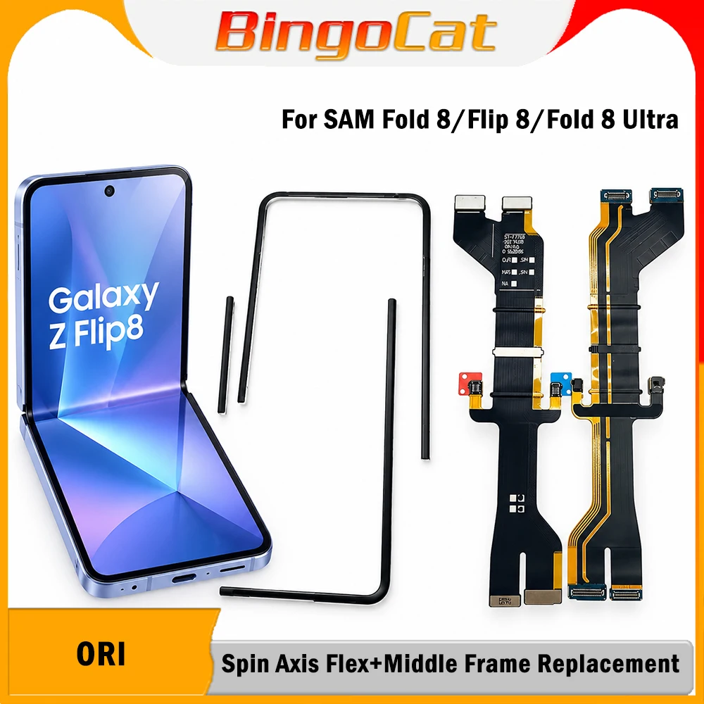 Original Middle Frame Bezel Replace Motherboard Spin Axis Flex Hinge Cable For Samsung Flip 8 F776 Fold 8 F971 LCD Screen Repair