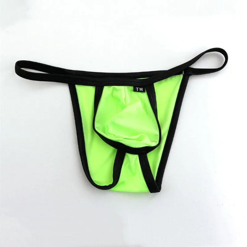 Men Ice Silk Thong Briefs Large Pouch Low‑Rise Underwear Sexy Silky Breathable Male Triangle T‑Back Panties