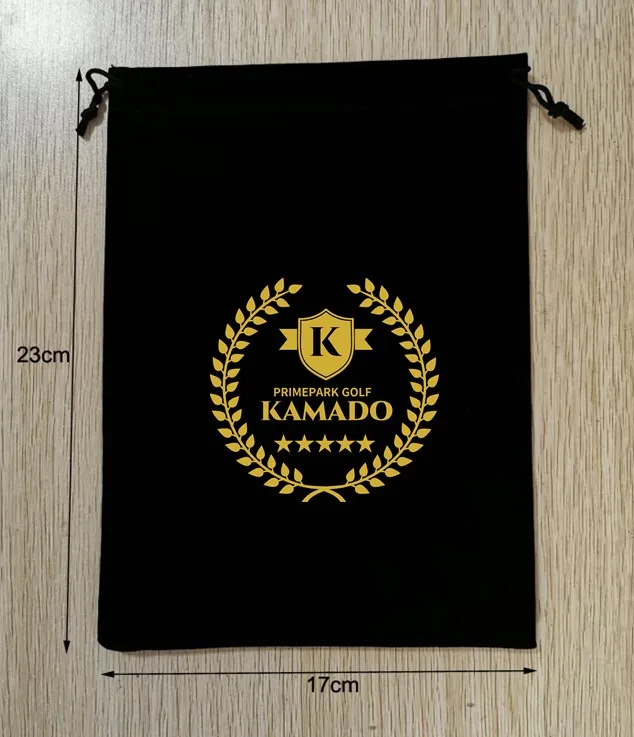 200 Pieces Custom Logo 17x23cm Black Velvet Bags Drawstring Gift Pouches Screen Printed With Gold Color Logo