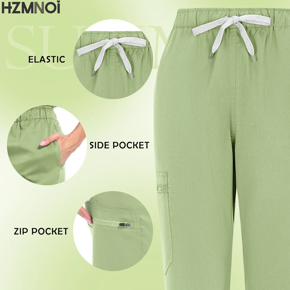 Multicolorido feminino pet shop médico esfrega cirurgia médica workwear conjunto esfrega uniforme manga curta topos + calças uniforme de enfermagem