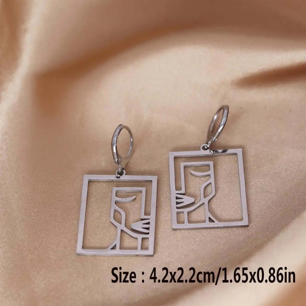 QIAMNI Unique Elegant Metal Hoop Earrings for Women Girls Geometric Statement Dangle Drop Earring Fashion Jewelry Birthday Gift image 6