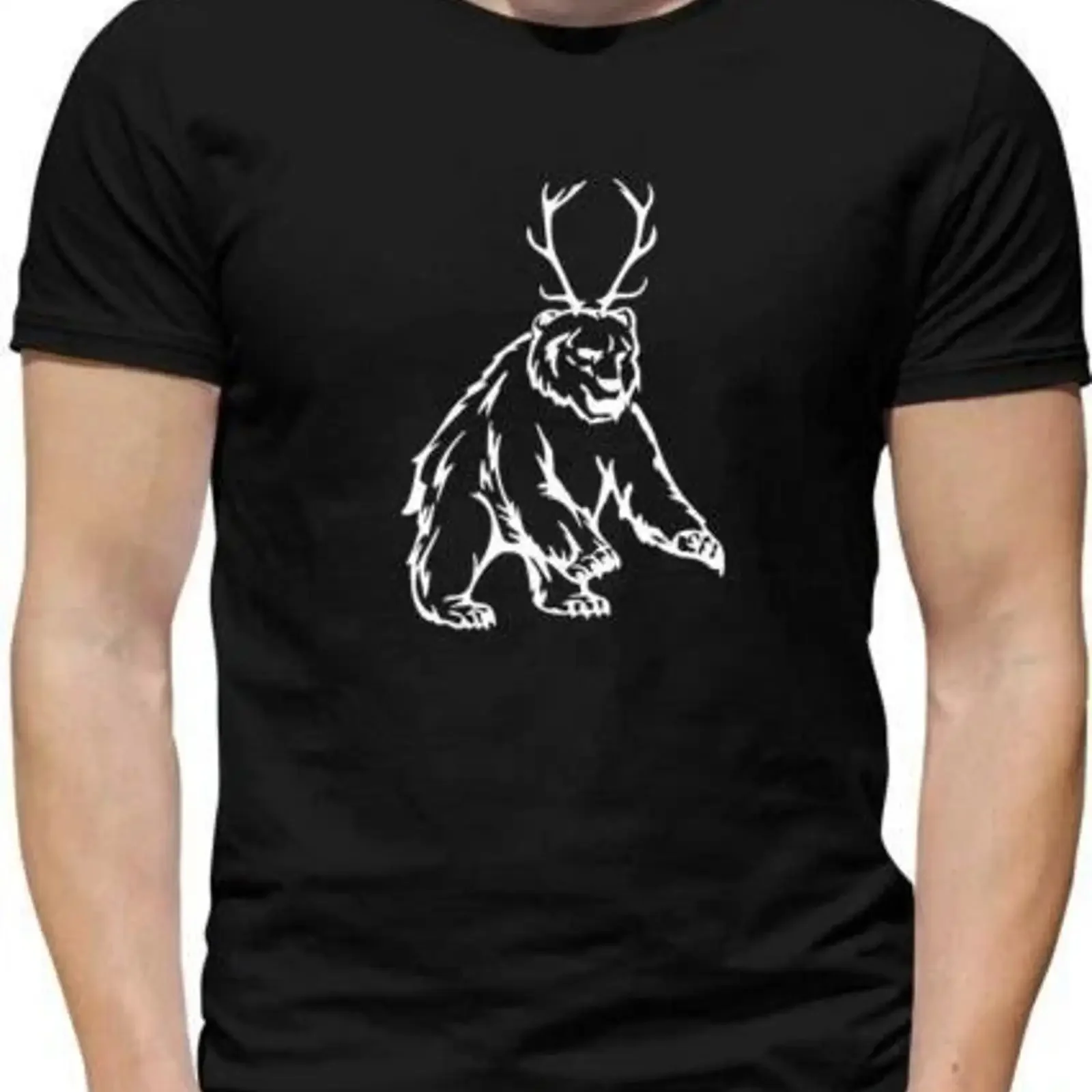Beer Bear Antlers Herren Reh Getränk Pub Jungs Trinken Stag Do Vintage Washed Homme Grafik Bequeme Streetwear Casual