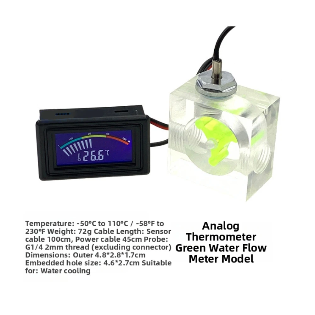 Three Way Flow Meter LED Thermometer For Water Cooling Liquid Cooler System Computer Thermometer Dropship