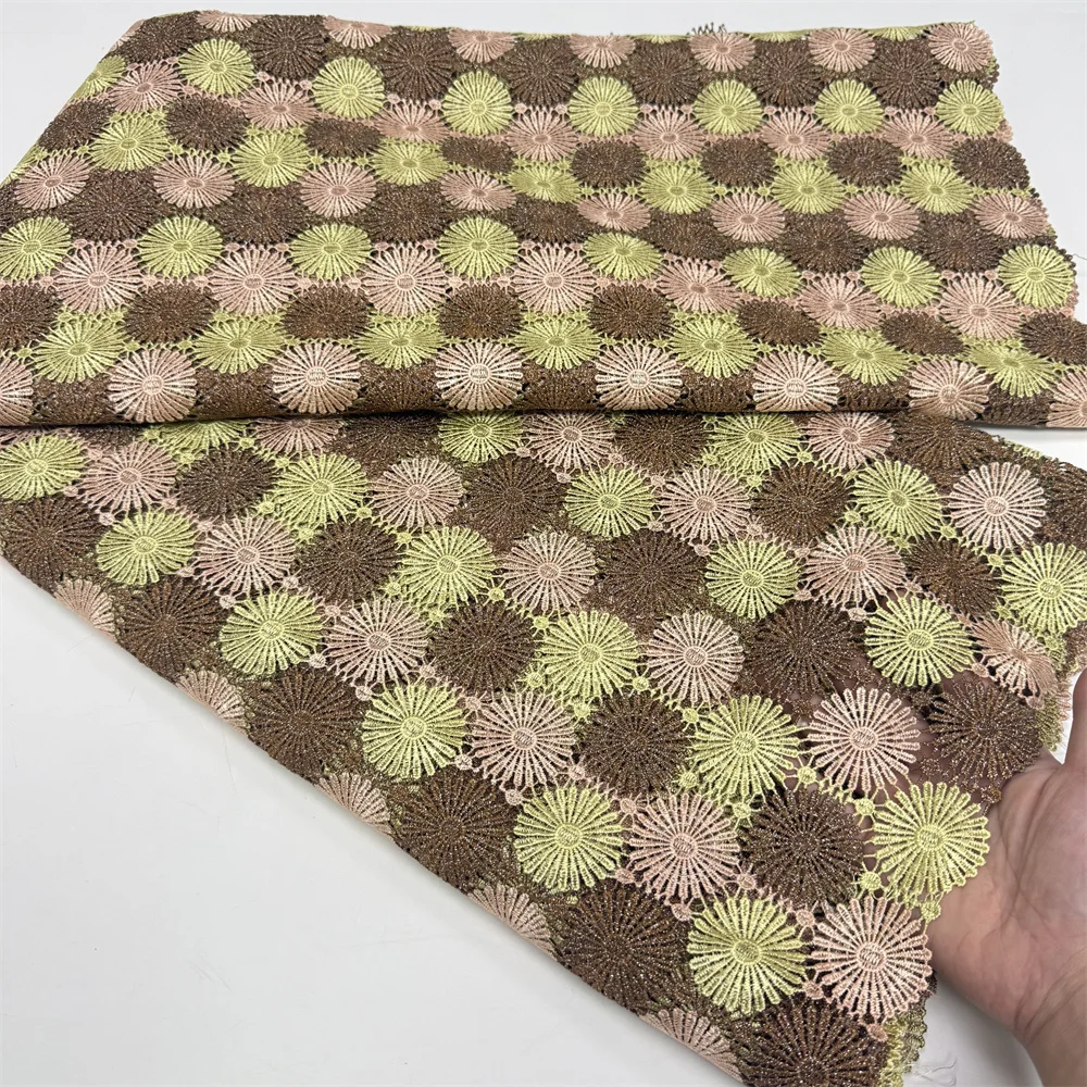 African Milk Silk Cord Lace Fabric, Water Soluble, Nigerian Guipure Cord Lace for Sewing, High Quality, LY6808, 2025