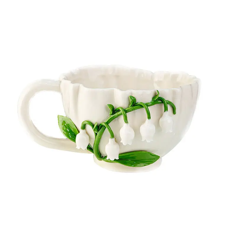 

Керамическая трехмерная кофейная чашка ручной работы с изображением лилии, легкая роскошная чашка для воды, подарочная чашка, ценная кружка, кухоль для завтрака